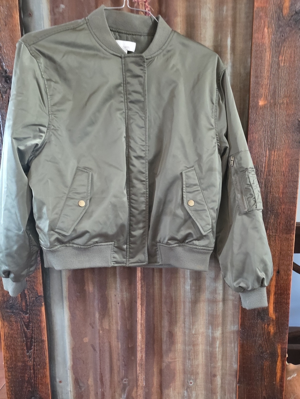 LOFT Olive Green Loft Bomber Jacket Xs
